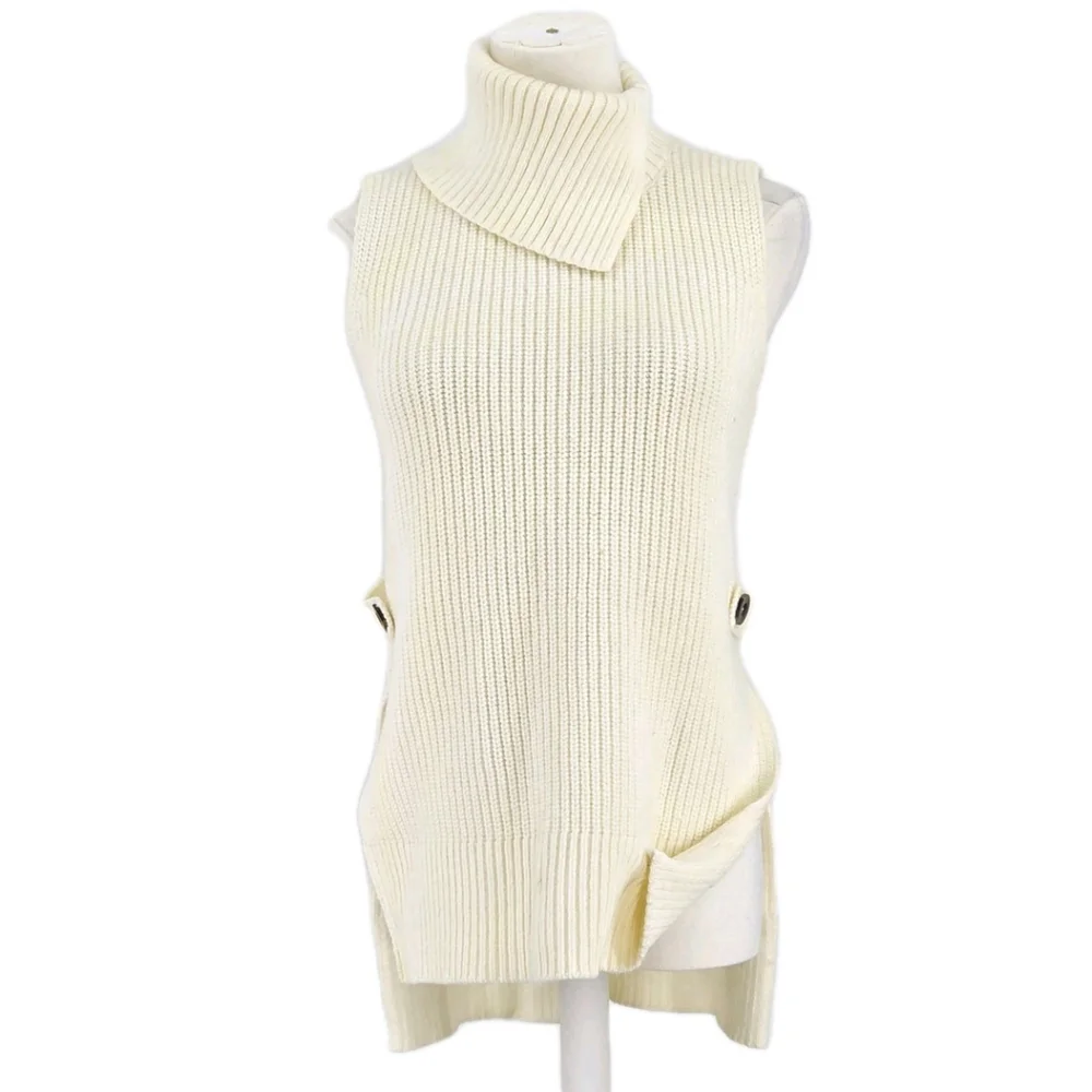 Cozy Chic Anthropologie Alexia Knit Tunic Women’s XS Cream Sleeveless Sweater
